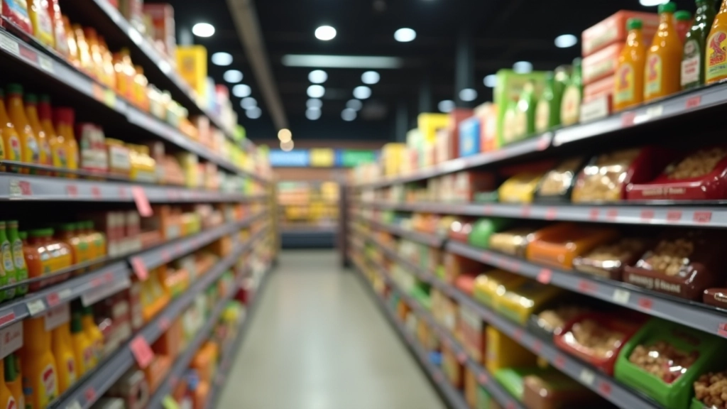 Supermarktregale mit verschiedenen Produkten und Preisschildern zeigen Verbraucherpreise