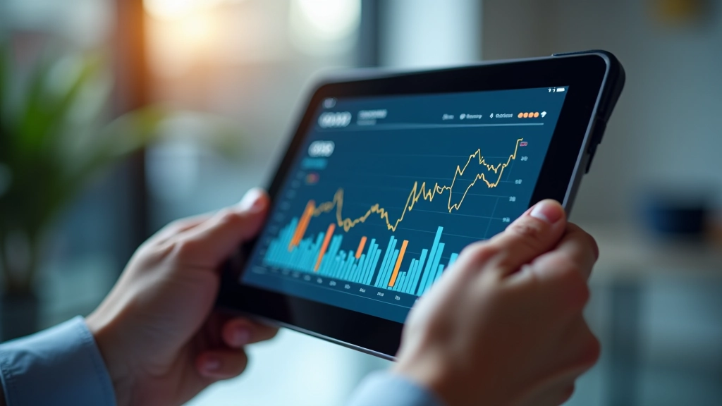 Tablet zeigt Wirtschaftsdaten, Inflationsgrafiken und europäische Statistiken